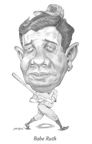 Babe Ruth Baseball Legend Caricature