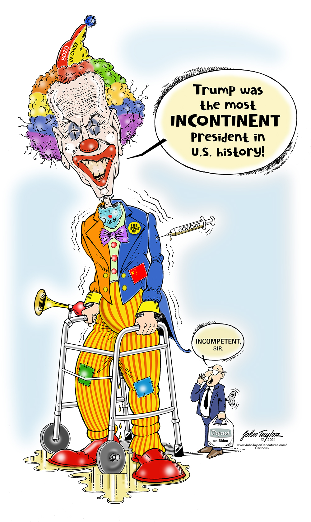 Joe Biden the incontinent clown