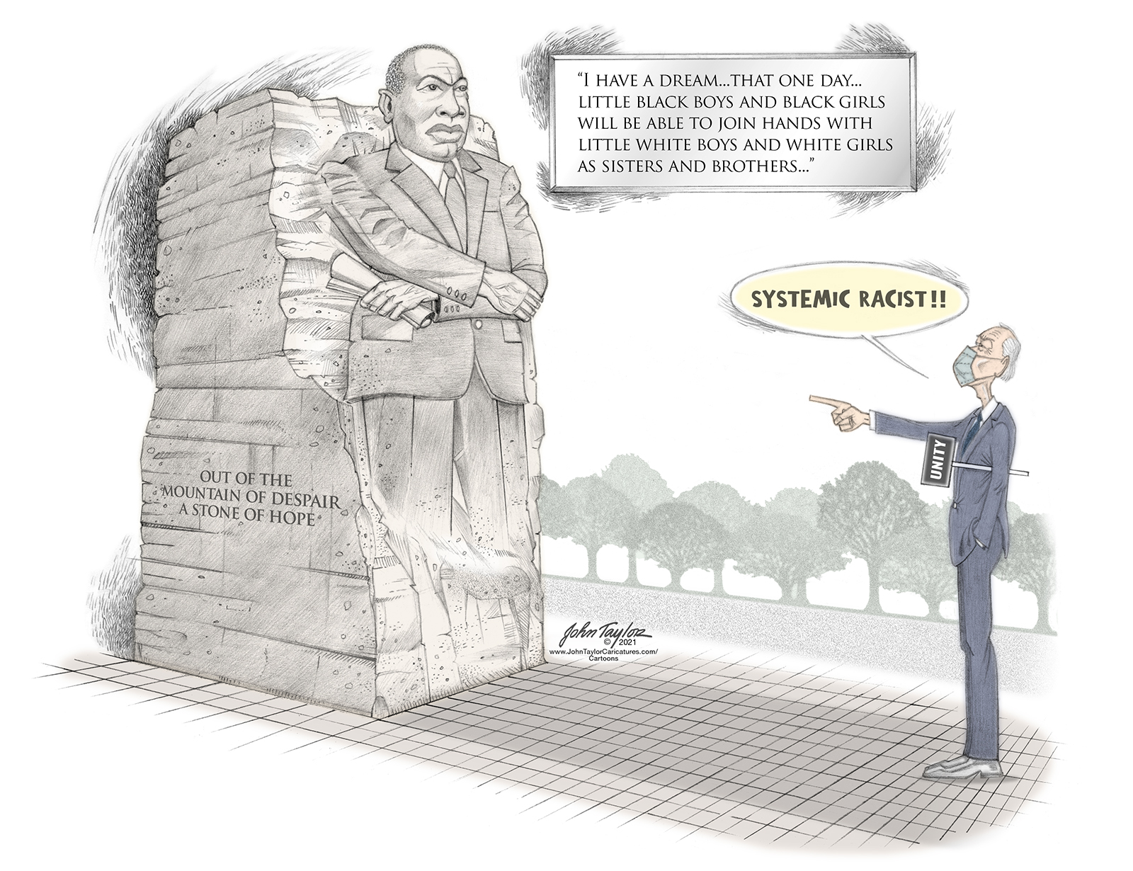Martin Luther King, Jr. and Biden cartoon - systemic racism