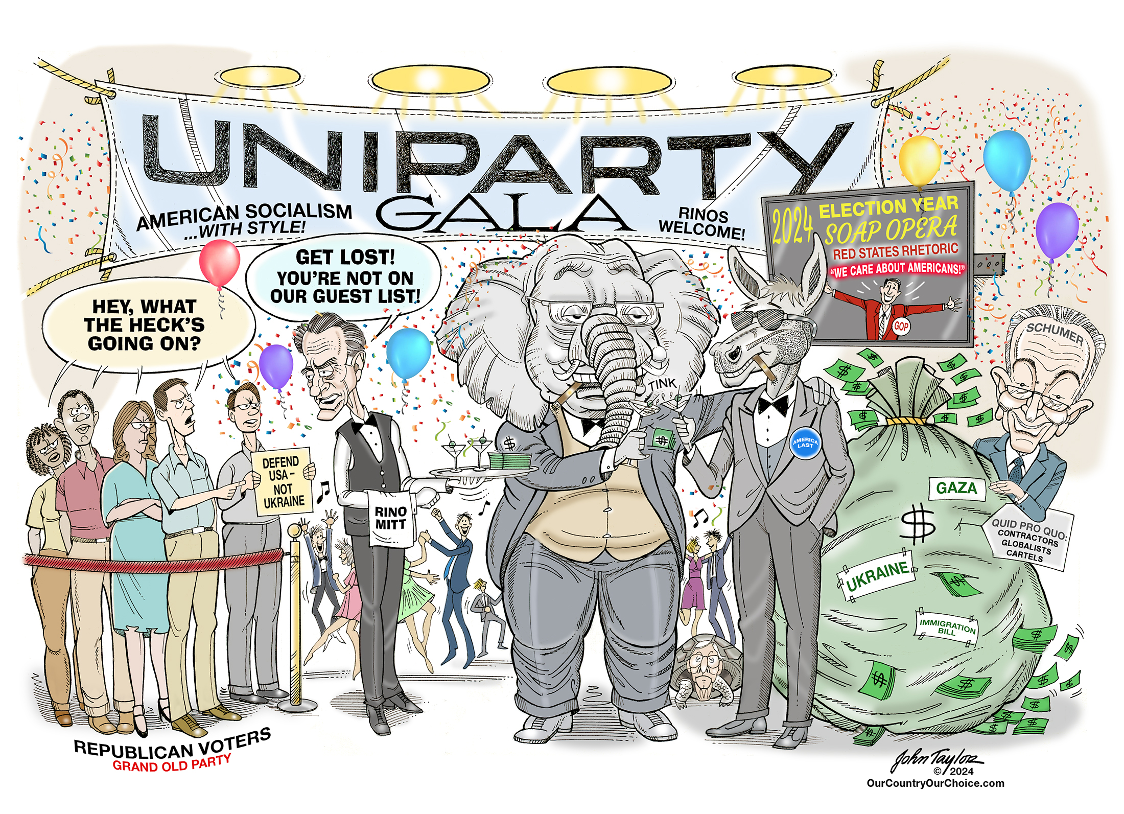 Uniparty Political Cartoon with Republicans and Democrats
