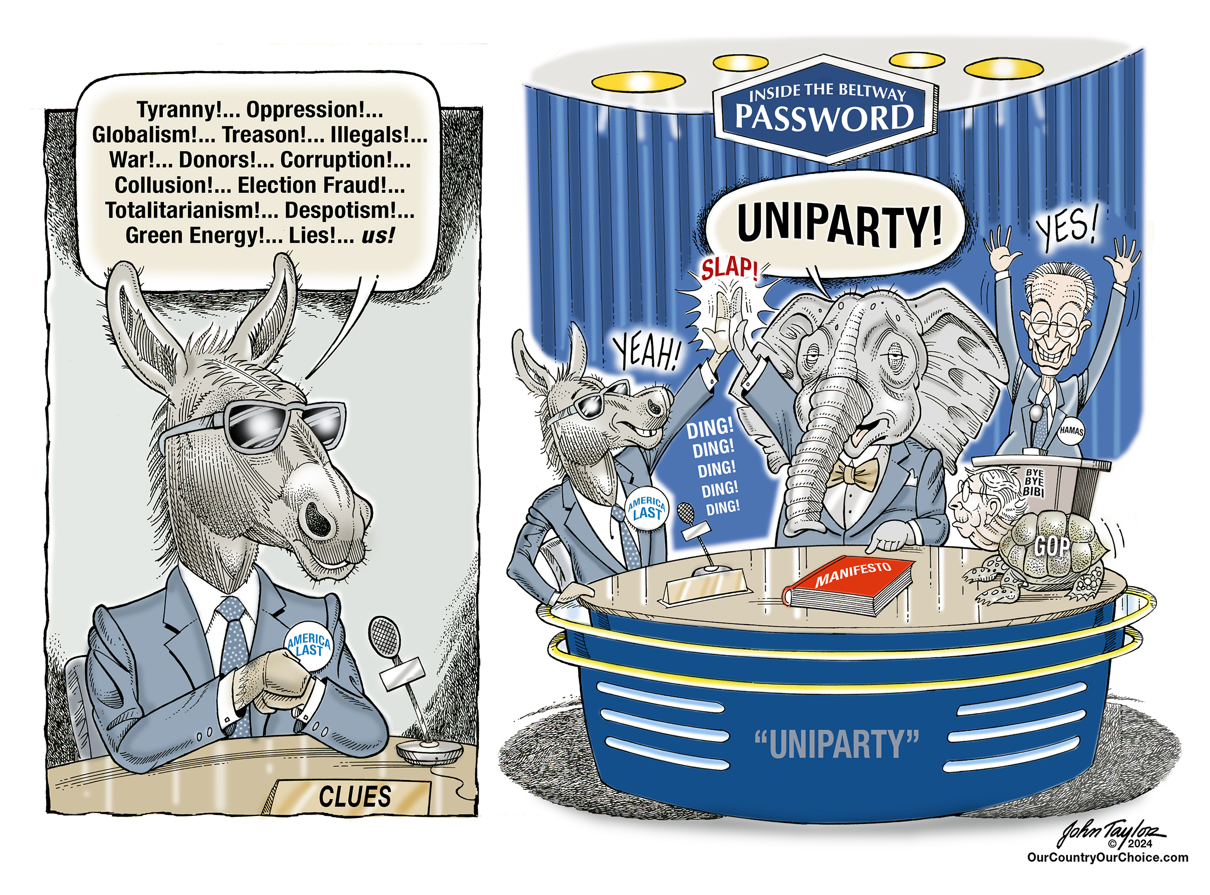 Uniparty Password Game - Democrats and Republicans collude together to destroy everything